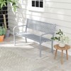 Costway 50" Outdoor Garden Bench with Geometric Lattice Backrest Armrests and Slatted Seat Black/Gray - 4 of 4