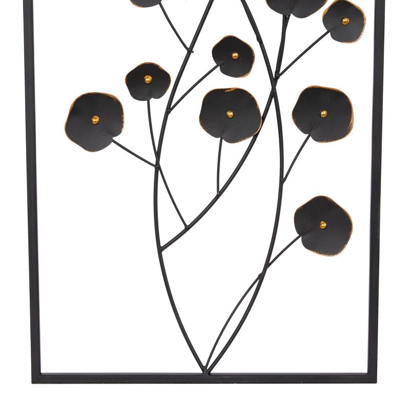 Farmhouse Metal Floral Wall Decor with Black Frame Set of 2 Black - Olivia &#38; May, 5 of 17