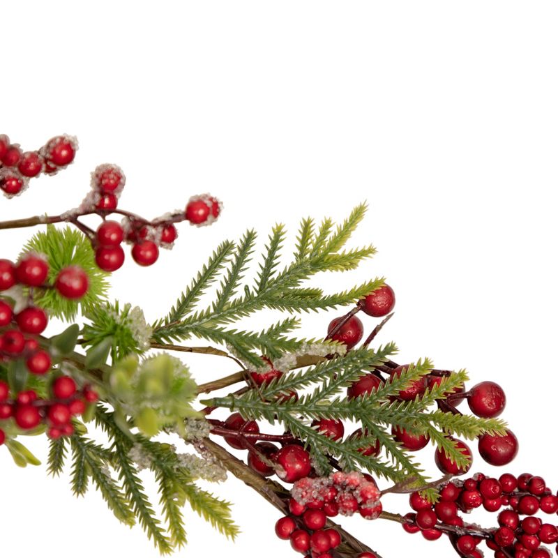 Northlight 5' x 8" Frosted Pine and Red Berry Christmas Garland - Unlit, 4 of 5