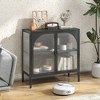 NicBex Sideboard Cabinet with Adjustable Shelves Modern Boho Buffet Storage Cabinet with 2 Glass Doors  for Entryway,Living Room - 2 of 4