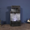 Sunnydaze Indoor Home Office Polyresin Modern Tiered Brick Wall Tabletop Water Fountain with LED Light - 13" - 4 of 4