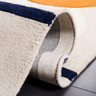 Beige and Black Hand-Tufted Wool Abstract Area Rug, 2' x 3'
