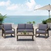 Christopher Knight Home Samwell Outdoor Acacia Wood 4 Seater Chat Set with Water Resistant Cushions - 2 of 4