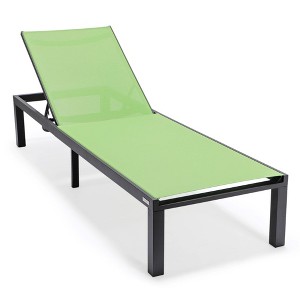 LeisureMod Marlin Patio Sling Chaise Lounge Chair in Black Aluminum - 1 of 4