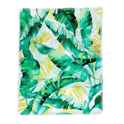 Marta Barragan Camarasa Banana Leaf Ii Woven Throw Blanket Green - Deny Designs