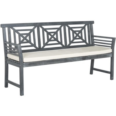 Del Mar Ash Grey 3-Seat Outdoor Bench with Beige Cushion