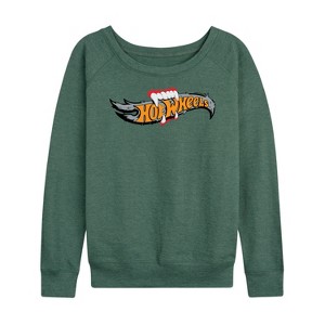 Women's - Hot Wheels - Halloween Lightweight French Terry Wide Neck Long Sleeve Shirt - 1 of 4