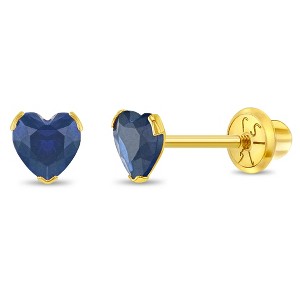 Girls' Birthstone CZ Heart Screw Back 14k Gold Earrings - In Season Jewelry - 1 of 4