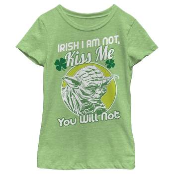Girl's Star Wars St. Patrick's Day Yoda I am Not Irish Kiss Me You Will Not T-Shirt