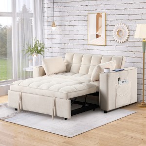 58" 4-in-1 Multi-Functional Sofa Bed with Cup Holder & USB Port - Convertible Sleeper for Small Spaces - 1 of 4