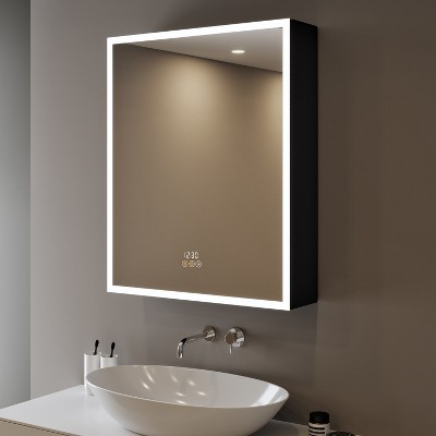 LED Bathroom Medicine Cabinet with Mirror, Surface or Recessed Mount, Defogger, Memory Function, 3-Color Lighting, USB & Outlet, Dimmer
