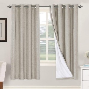 H.Versailtex Linen 100% Blackout Curtains Thermal Insulated Linen Drapes, Grommet White Liner Sold of 2 Panels - 1 of 4