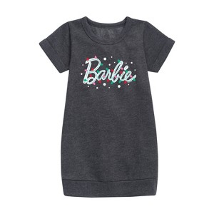 - Barbie - Holidays & Christmas Graphic Short Sleeve Fleece Dress - 1 of 3