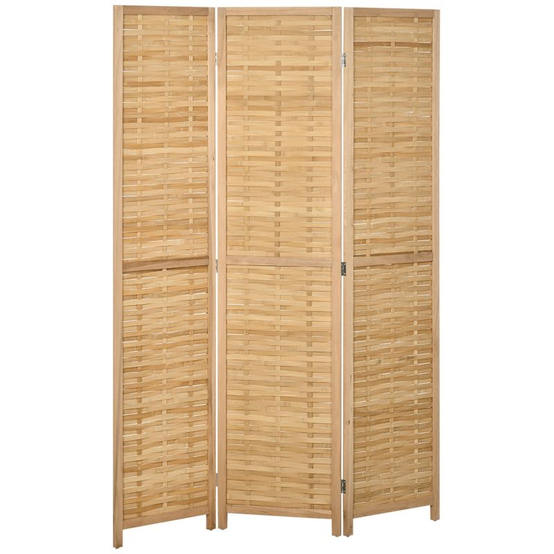 HOMCOM Room Divider, 5.5' Tall Bamboo Portable Folding Privacy Screens, Hand-Woven Double Side Partition Wall Dividers for Home, Natural, 1 of 7