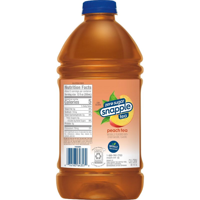 Snapple Zero Sugar Peach Tea - 64 fl oz Bottle, 4 of 7
