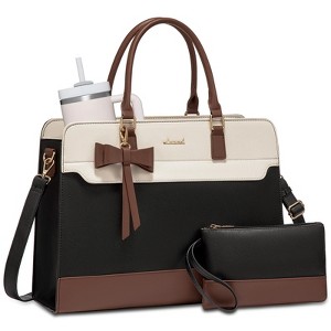 Laptop Tote Bag for Women,Leather Work Bag, Waterproof Business Teacher Bag - 1 of 4