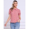 INSPIRE CHIC Women's Short Sleeve Button Down Peter Pan Collar Blouse - 3 of 4
