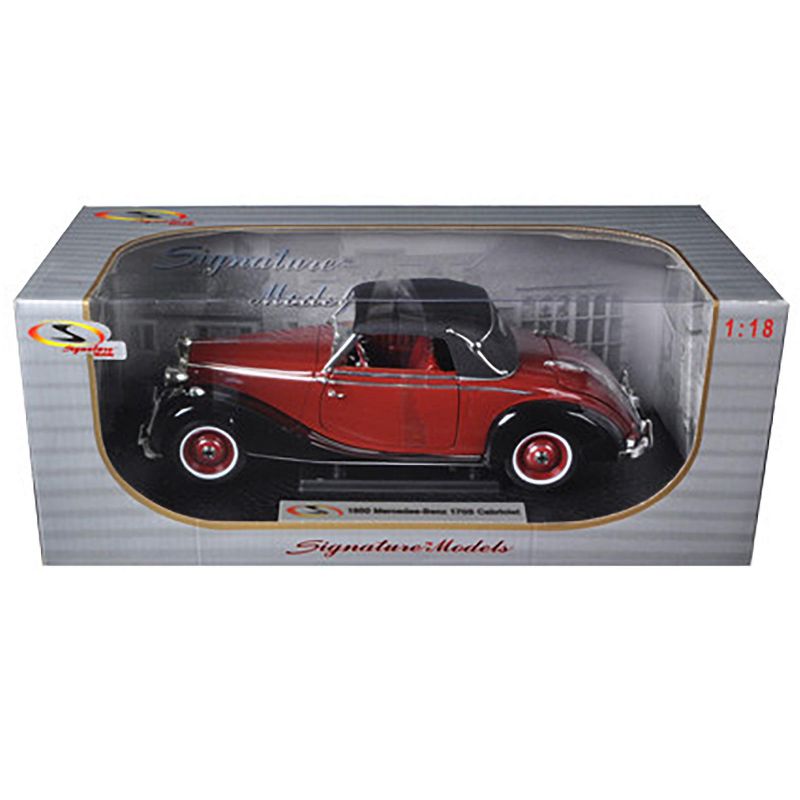 1950 Mercedes Benz 170S Cabriolet Burgundy and Black 1/18 Diecast Model Car by Signature Models, 3 of 4