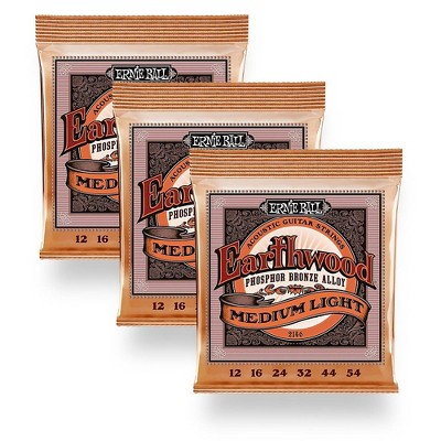 Ernie Ball 2146 Earthwood Phosphor Bronze Medium-Light Acoustic Guitar Strings 3-Pack