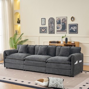 GDFStudio Morwen 109.45'' Modern Chenille Upholstered Oversized Deep Seat Modular Sectional Sofa with 3 Cushions - 1 of 4