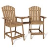 2Pcs Patio Tall Adirondack Chairs Bar Chairs, Outdoor Adirondack Barstools with Connecting Tray, Bar Stool Chair with High Back - 2 of 4