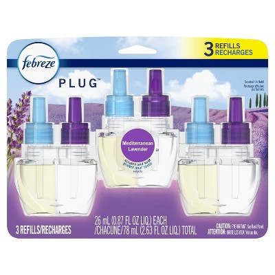 Febreze Plug Air Freshener Plug In Refill, Mediterranean Lavender with Fade Defy Technology - 3ct