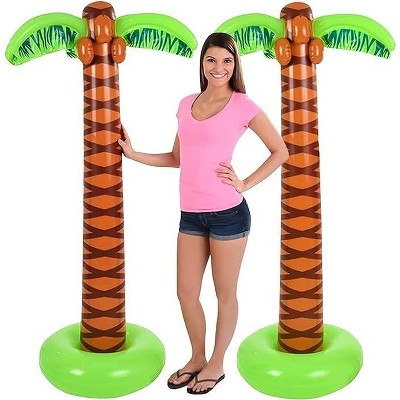 4E's Novelty 2 Pack Blow Up Palm Tree 5.5ft – Hawaiian Party Decor & Pool Party Prop