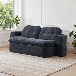 KWPZQEB 2-in-1 Folding Convertible Sofa Bed, Corduroy Upholstered Couch with 2 Pillows, Loveseat Sleeper Sofa for Living Room, Bedroom - 1 of 4