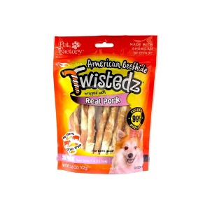 Pet Factory Twistedz American Beefhide Twist Sticks w/ Meat Wrap - 5", 20 Count - 1 of 3