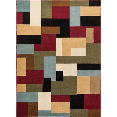 Imperial Mosaic Geometric Modern Casual Abstract Contemporary Block Boxes Soft Red Area Rug