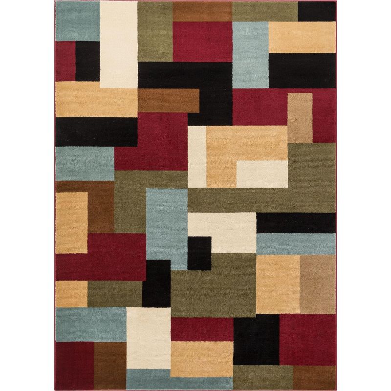 Imperial Mosaic Geometric Modern Casual Abstract Contemporary Block Boxes Soft Red Area Rug, 1 of 10