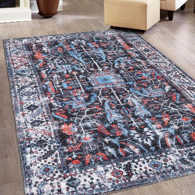 Unique Loom Mangata Mahtaab Border Washable Indoor Flatweave Woven Area Rug