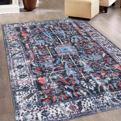 Unique Loom 2' 0 X 6' 0 Mangata Melissa Machine Washable Red And Black Area  Rug : Target