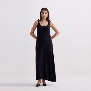 Reistor Womens Tie-Detail Maxi Dress in Black - 1 of 4