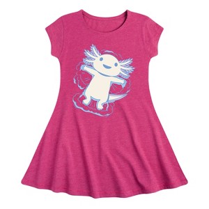 Girls' - Instant Message - Axolotl Snow Angel Fit & Flair Cap Sleeve Graphic Dress - 1 of 3