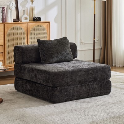Sapphtopaz Convertible Floor Sofa Couches for Living Room with Fixed-Shape Frame Sectional Cloud Sofa with Chenille Fabric for Apartment
