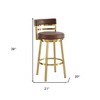 HomeRoots 30" Coffee and Gold Faux Leather and Stainless Steel Low Back Bar Height Swivel Bar Chair - 3 of 4