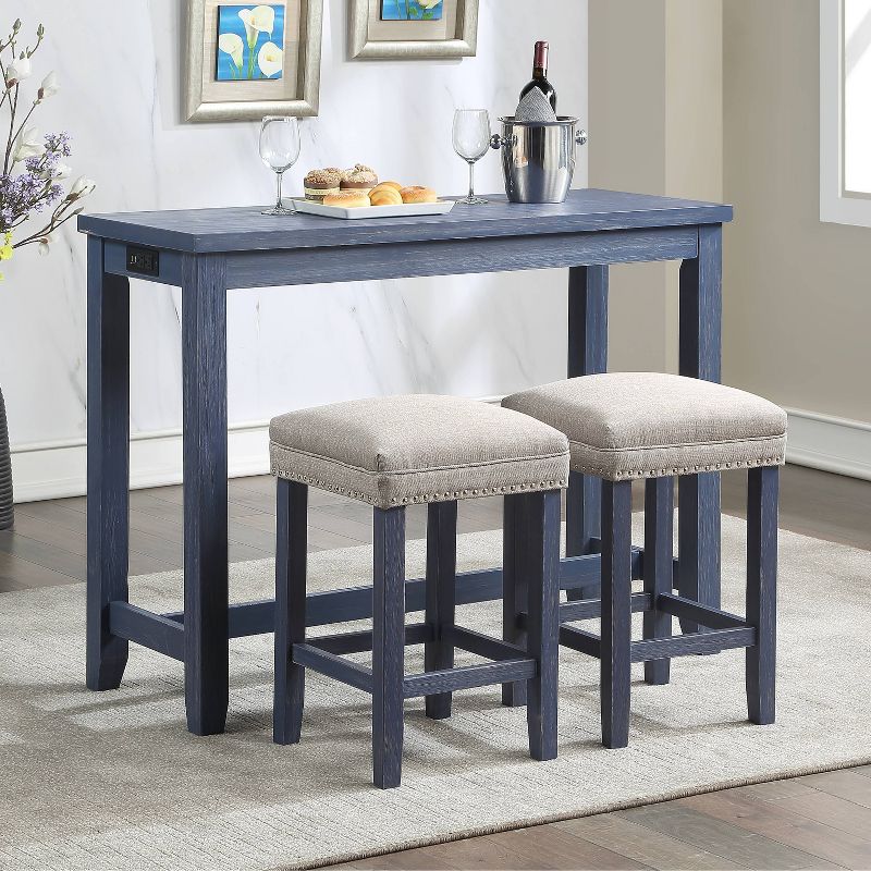 3pc Rockland Counter Height Dining Set Antique Blue - HOMES: Inside + Out, 3 of 5