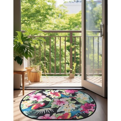 Jill Zarin Caribbean Outdoor Saint Lucia Floral and Botanical Washable Flatweave Woven Area Rug