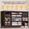 10 Drawer Dresser with Wooden Top for Bedroom, Rustic Tv Stand Dresser with Power Outlet for 55" TV, Fabric Dressers with Drawers for Living Room - 4 of 4