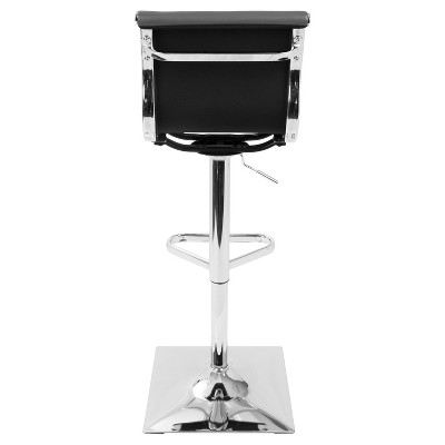 Contemporary Adjustable Swivel Gray Leather Barstool