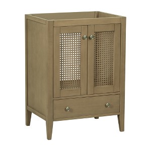 Gulches Natural Style Bathroom Vanity Base Only, Rattan Cabinet with Doors and Drawer, Natural, 24" - 1 of 4