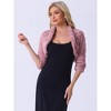 INSPIRE CHIC Women's Open Front 3/4 Sleeve Faux Fur Cropped Jacket - 3 of 4