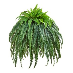 Nearly Natural 56-in Giant Boston Fern Artificial Plant in Cement Bowl - 1 of 2