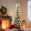 VINGLI 6ft Pop Up Pre-lit Artificial Christmas Tree, 150 Warm White Lights, Gold & Silver, Metal Stand - 2 of 4