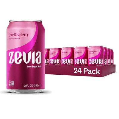 Zevia Zero Sugar, Cran-Raspberry Soda, Caffeine Free - 12 Fl Oz Can (Pack of 24)