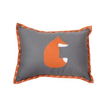 Bacati - Playful Fox Orange/Grey Throw Pillow