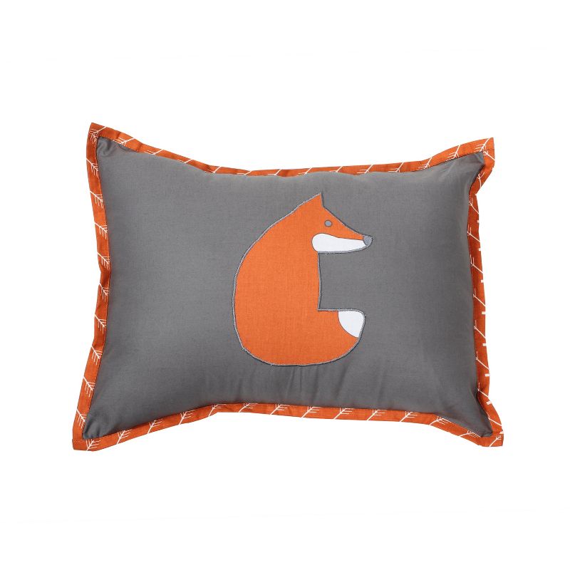 Bacati - Playful Fox Orange/Grey Throw Pillow, 1 of 6
