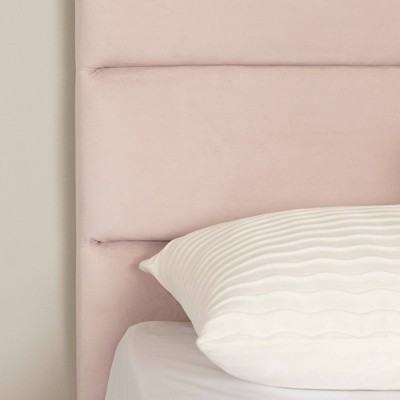 Pink Velvet Upholstered Full Platform Bed with Tufted Headboard