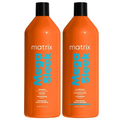 Matrix Mega Sleek Shampoo & Mega Sleek Conditioner (33.8 oz XXL LITER) | Megasleek Smooth Hair Deep Smoothing & Softening DUO SET Kit